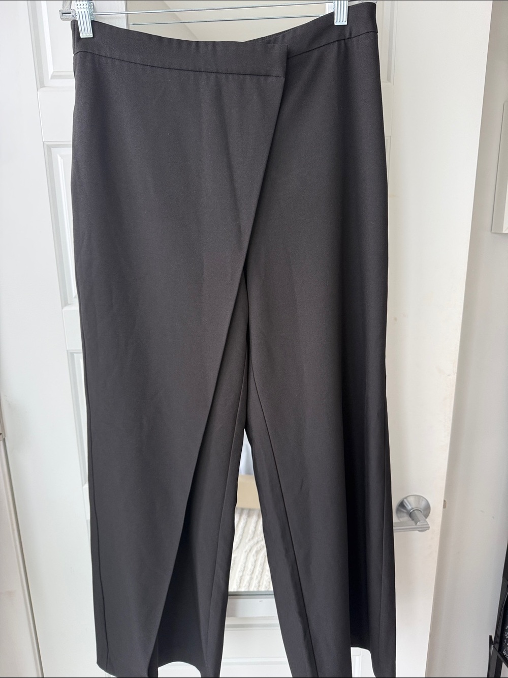 Commense Black Wrap-Front Wide Leg Pants